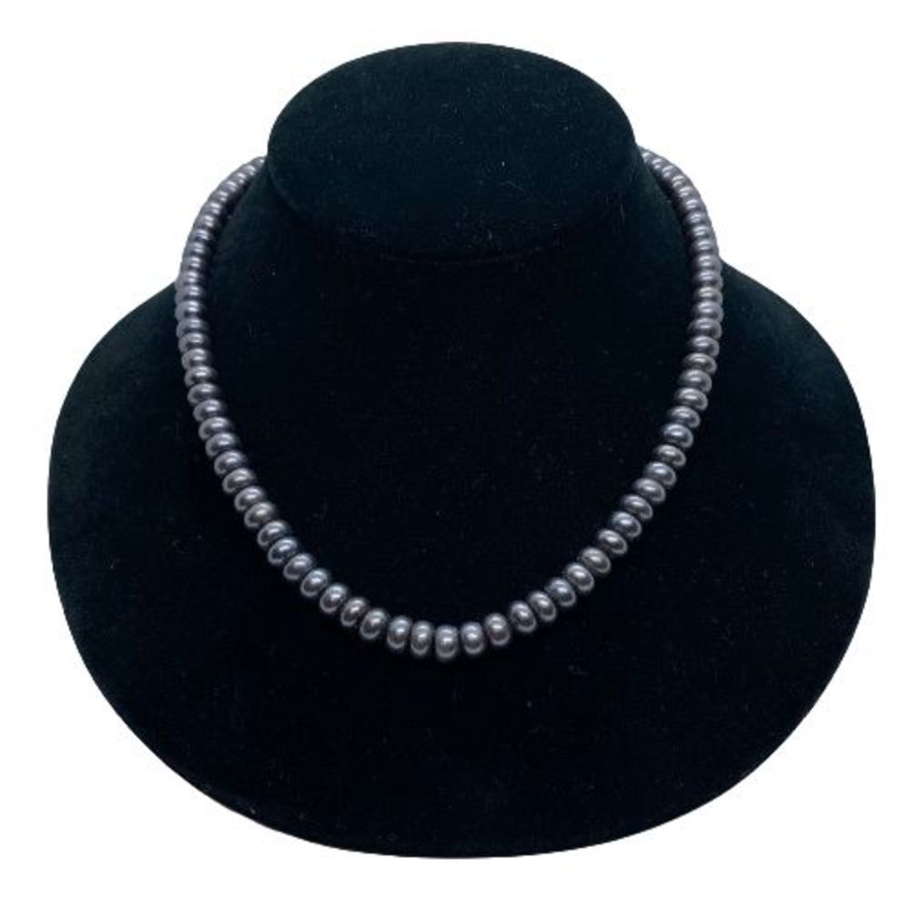 Gorgeous Honora 16" Black Cultured Pearl & Sterling Silver Necklace - Signed